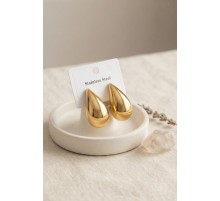 316L Çelik Gold Renk Damla Model Küpe