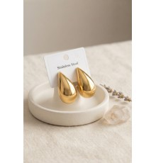 316L Çelik Gold Renk Damla Model Küpe