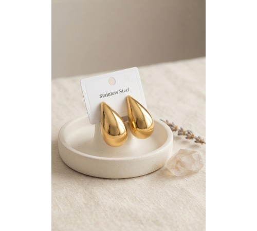 316L Çelik Gold Renk Damla Model Küpe