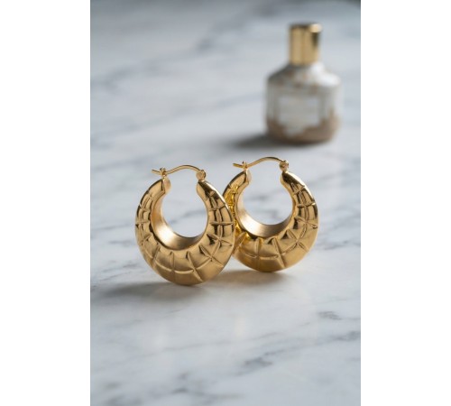 316L Çelik Gold Renk Bohem Halka Model Küpe