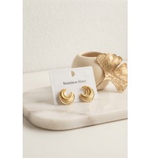 316L Çelik Gold Renk Ay Model Kadın Küpe