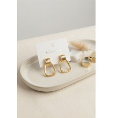 316L Çelik Gold Renk Vintage Trapez Model Küpe