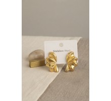 316L Çelik Gold Renk Vintage 3D Dalgalı Model Küpe