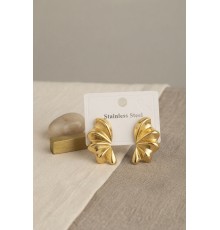 316L Çelik Gold Renk Vintage 3D Dalgalı Model Küpe