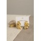 316L Çelik Gold Renk Vintage 3D Dalgalı Model Küpe