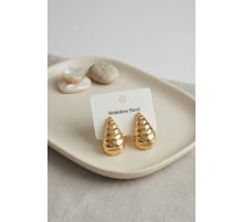 316L Çelik Gold Renk Vintage Damla Model Küpe