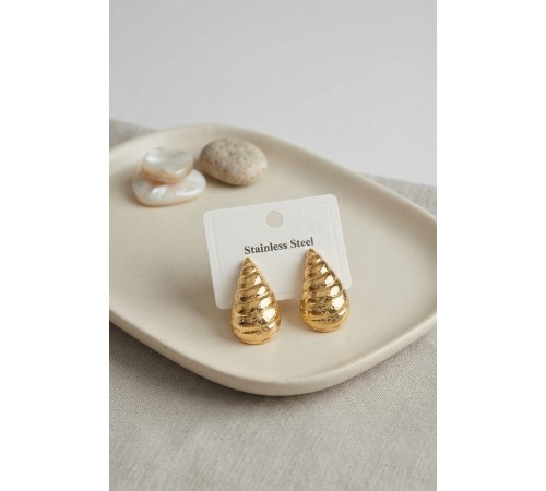 316L Çelik Gold Renk Vintage Damla Model Küpe