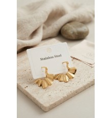 316L Çelik Gold Renk Yelpaze Model Küpe