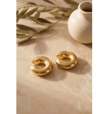 316L Çelik Gold Renk Çiftli Earcuff Küpe
