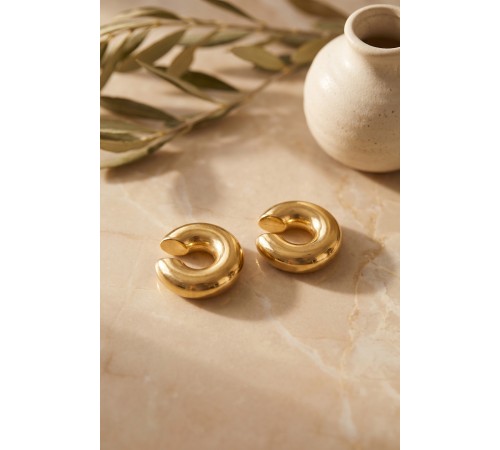 316L Çelik Gold Renk Çiftli Earcuff Küpe