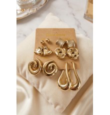 Gold Renk Metalik Kaplamalı CCB 6 Çift Küpe Seti