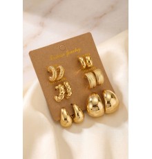 Gold Renk Metalik Kaplamalı 6 Çift CCB Küpe Seti