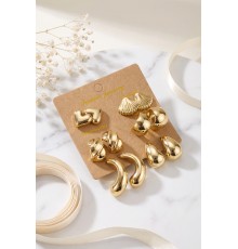 Metalik Kaplama Gold Renk CCB 6 Çift Kadın Küpe Seti