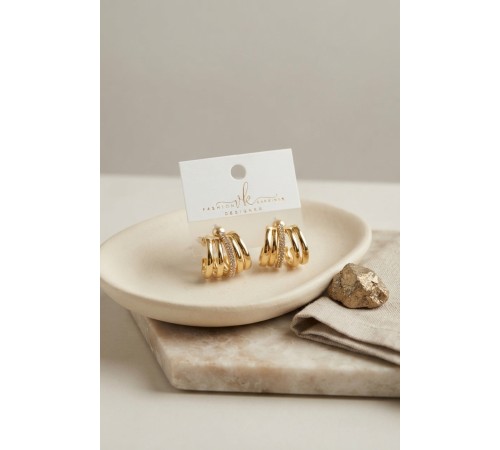 Gold Renk Pirinç Kafes Model Halka Küpe