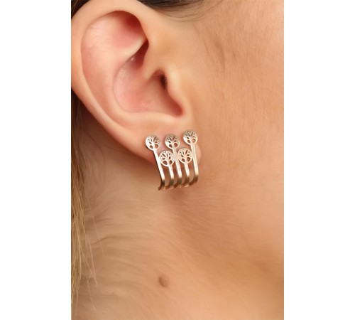 Rose Renk Ağaçlı Bayan Küpe