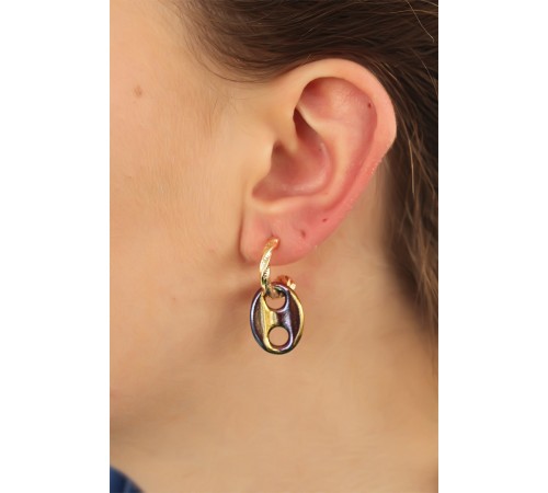 Renkli Hematit Taşlı Küpe Seti