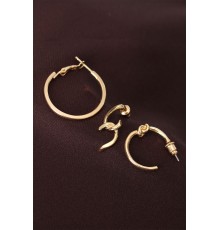 Düğüm Model Altın Renk Metal Çoklu Küpe