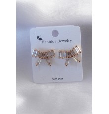 Gold Renk Kurdele Model Zirkon Taşlı Kadın Küpe
