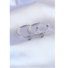 Gümüş Renk Zirkon Taşlı Kadın Küpe