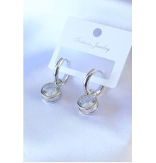 Gümüş Renk Zirkon Taşlı Pirinç Kadın Küpe