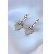 316L Çelik Gümüş Renk Zirkon Taşlı Kadın Göçmen Küpesi