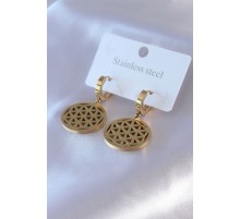 316L Çelik Gold Renk Lotus Model Kadın Küpe