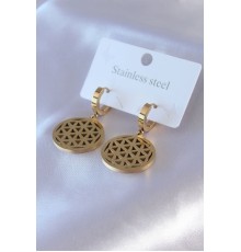 316L Çelik Gold Renk Lotus Model Kadın Küpe