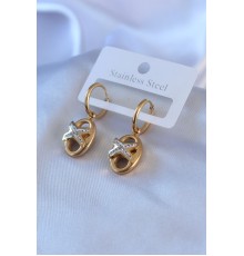 316L Çelik Gold Renk Zirkon Taş Detay Kadın Küpe