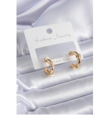 Gold Renk Zirkon Taş Detay Halka Model Pirinç Kadın Küpe