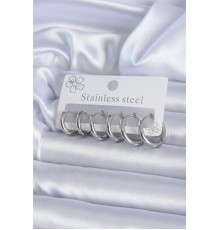 316L Çelik Gümüş Renk Halka Kadın Küpe Seti
