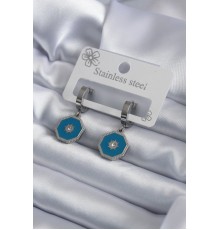 316L Çelik Gümüş Renk Geometrik Model Zirkon Taş Detay Kadın Küpe