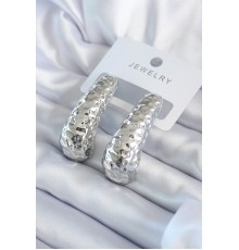 Gümüş Renk İşleme Detay Pirinç Kadın Küpe