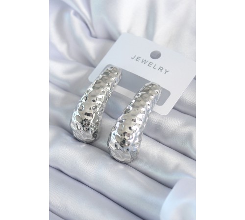 Gümüş Renk İşleme Detay Pirinç Kadın Küpe