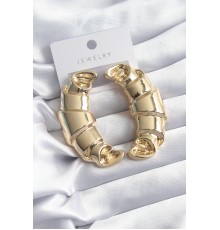 Pirinç Gold Renk Kruvasan Model Kadın Küpe