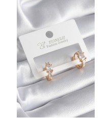 Pirinç Gold Renk Zirkon Taşlı Kadın Küpe