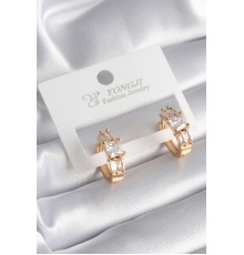 Pirinç Gold Renk Kare Zirkon Taşlı Kadın Küpe