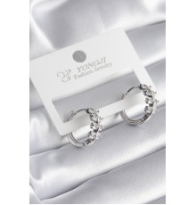 Pirinç Gümüş Renk Zirkon Taşlı Kadın Küpe