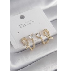 Pirinç Gümüş Renk Zirkon Taşlı Kalp Model Kadın Küpe