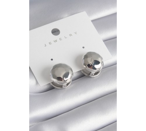 Pirinç Gümüş Renk İşleme Detay Top Model Kadın Küpe