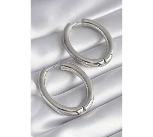 Pirinç Gümüş Renk Halka Model Kadın Küpe