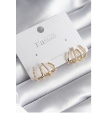 Pirinç Gümüş Renk Zirkon Taşlı Çatal Model Kadın Küpe