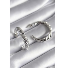 Pirinç Gümüş Renk Zirkon Taşlı Sarmal Model Kadın Küpe