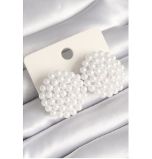 Beyaz Düğme Model Kristal Kadın Küpe