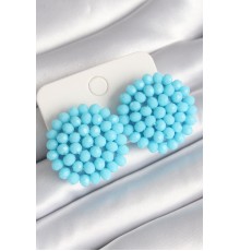 Mavi Renk Kristal Düğme Model Kadın Küpe