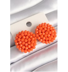 Turuncu Renk Kristal Düğme Model Kadın Küpe