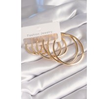 Pirinç Gold Renk Halka Model Kadın Küpe Seti