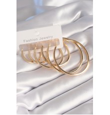 Pirinç Gold Renk Halka Model Kadın Küpe Seti