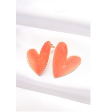 Turuncu Renk Mineli Kalp Küpe