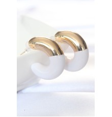 CCB Beyaz Gold Çift Renk Küpe