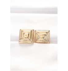 Pirinç Gold Renk Kare Form Küpe